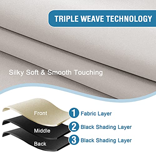 H.VERSAILTEX 100% Blackout Curtains for Bedroom Thermal Insulated Curtains & Drapes Blackout Curtains 63 Inches Long Rod Pocket Curtains for Living Room with Black Liner 2 Panels Set, Pumice Stone