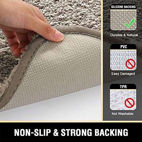 Bathroom Rug Tufted Bath Rug Bath Mat Non Slip Area Rug 24" x 36" Extra Soft Thick Absorbent Shaggy Kitchen Rug Indoor Mat Washable Microfiber Bath Mat for Bathroom Living Room Fast Dry - Taupe