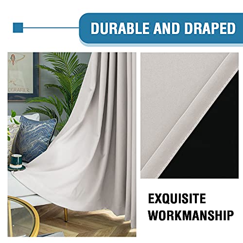 H.VERSAILTEX 100% Blackout Patio Curtains Thermal Insulated Curtains for Sliding Door Extra Wide Window Panels Full Light Blocking Grommet Curtains with Black Liner, W100 x L96 inch - Pumice Stone