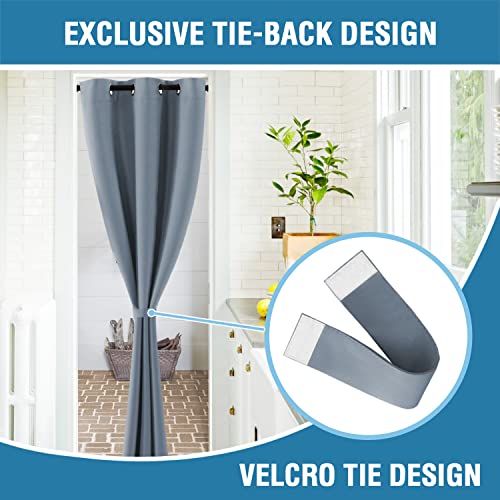 Doorway Curtain Blackout Closet Door Curtain Room Divider Window Treatment Curtain for Bedroom Thermal Insulated Privacy Drape Soundproof Grommet Door Curtain, 42 x 80 inches, 1 Panel, Stone Blue