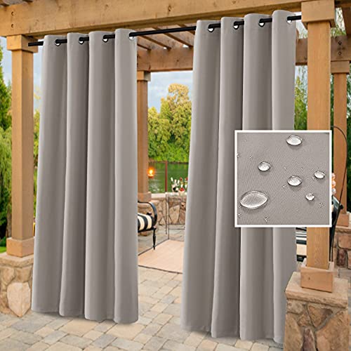 H.VERSAILTEX Indoor Outdoor Curtains for Patio Waterproof Stainless Steel Silver Grommet Thermal Insulated Blackout Outdoor Drapes for Deck/Gazebo, Taupe, 52x108 Inch, 1 Panel