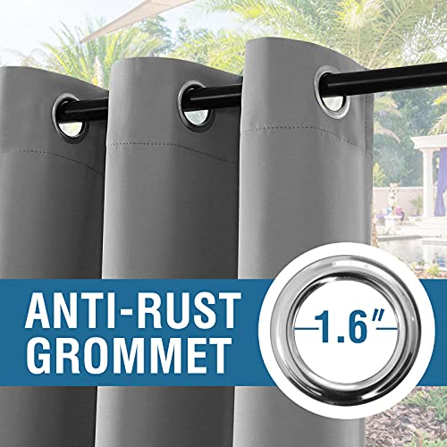 H.VERSAILTEX Indoor Outdoor Curtains for Patio Waterproof Stainless Steel Silver Grommet Thermal Insulated Blackout Outdoor Drapes for Deck/Gazebo, Dove, 52x84 Inch, 1 Panel