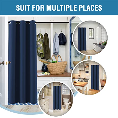 Doorway Curtain Blackout Closet Door Curtain Room Divider Window Treatment Curtain for Bedroom Thermal Insulated Privacy Drape Soundproof Grommet Door Curtain, 42 x 80 inches, 1 Panel, Navy