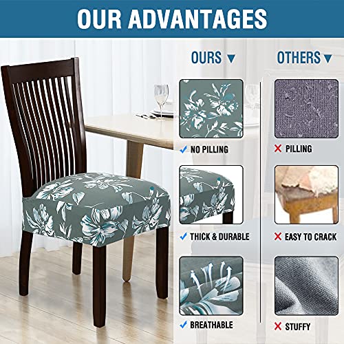 Chair Cover for Dining Room High Stretch Chair Seat Cover Removable Chair Seat Cushion Slipcovers Washable Kitchen Chair Cover Feature Soft Thick Bouncy Modern Style ( Green, Set of 6 )