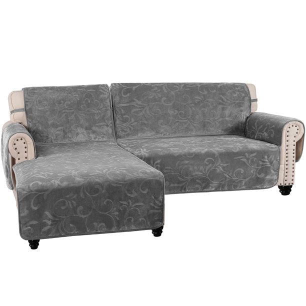 Water Resistant Floral Pattern L Shaped Sectional Sofa Cover Protector, XL Size, L Side