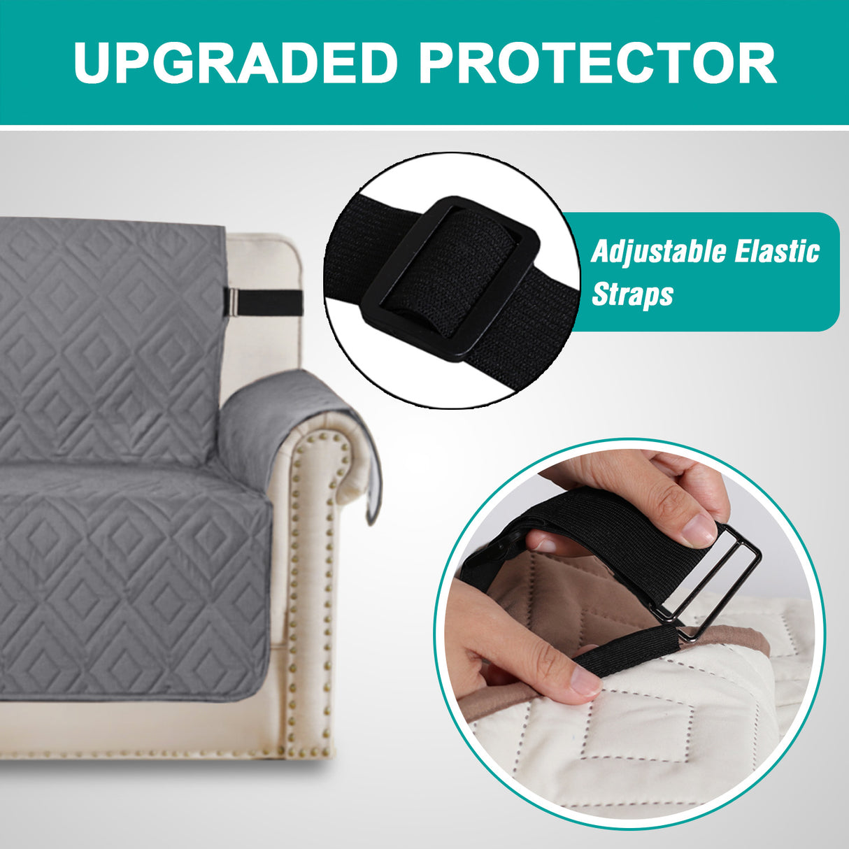 New Diamond 1-Piece Reversible Quilted Sofa Pet Cover Protector, 75"H x 110"W