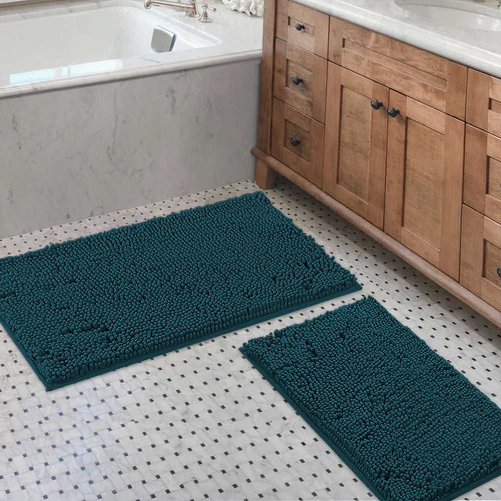 Chenille Bath Rug Set PVC Backing 20" x 32" & 17" x 24"