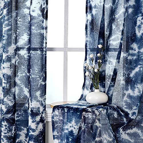 Primebeau Natural Linen Blend Rod Pocket Sheer Curtains 2 Panels