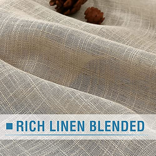 Linen Curtains Natural Linen Blended Curtains for Living Room Burlap Linen Textured Curtains Tab Top Curtains Elegant Energy Efficient Light Filtering Curtains (Set of 2, 52" x 108", Angora)