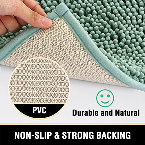 H.VERSAILTEX Bath Mat Bath Rug for Bathroom Luxury Chenille Bathroom Rug Mat Extra Soft and Absorbent Microfiber Shaggy Rugs Non Slip Rug Quick Dry Bath Mat Washable, 24 x 36 Inches, Aqua Foam