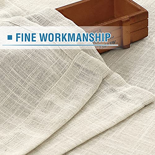 H.VERSAILTEX Linen Curtains Natural Linen Blended Curtains for Living Room Burlap Linen Textured Light Filtering Nickel Grommet Curtains Bedroom Curtains 2 Panel Sets Privacy Added, 52inx63in, Ivory