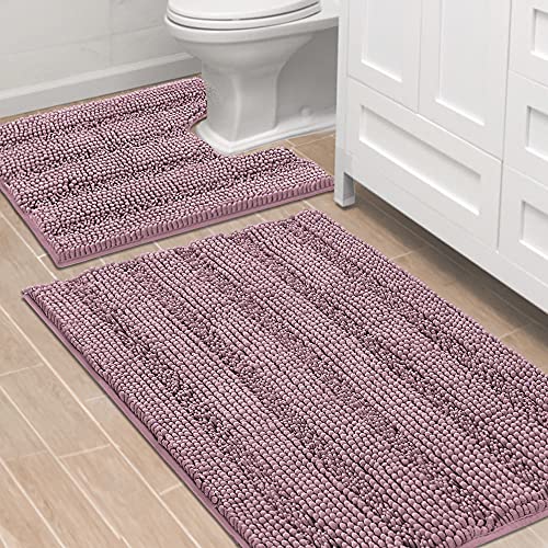 PrimeBeau Bathroom Rugs Bath Rug Set 11 Piece Bathroom Contour Rug Toilet Mat Sets Non Slip Contour Bath Rug Ultra Thick Water Absorbent Striped Bath Mats Washable
