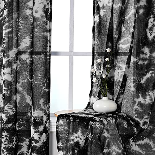 Primebeau Natural Linen Blend Rod Pocket Sheer Curtains 2 Panels