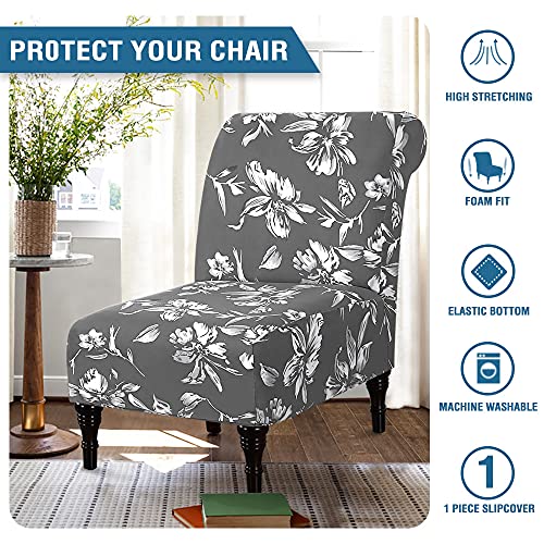 Armless Chair Slipcover High Stretch Accent Chair Cover Removable Chair Cover for Living Room Modern Furniture Protector with Elastic Bottom Thick Bouncy Modern Style, Machine Washable, Grey