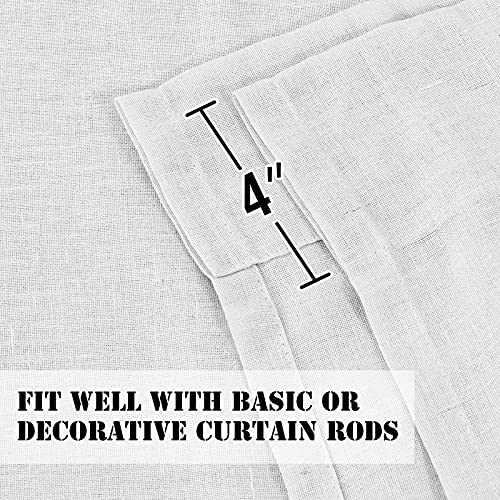 H.VERSAILTEX Tie Up Linen Curtains 63 Inch Length Nature Linen Textured Privacy Curtain Multi Hanging Ways Shade Balloon Window Shade Rod Pocket Casual Curtain - 42x63 - White