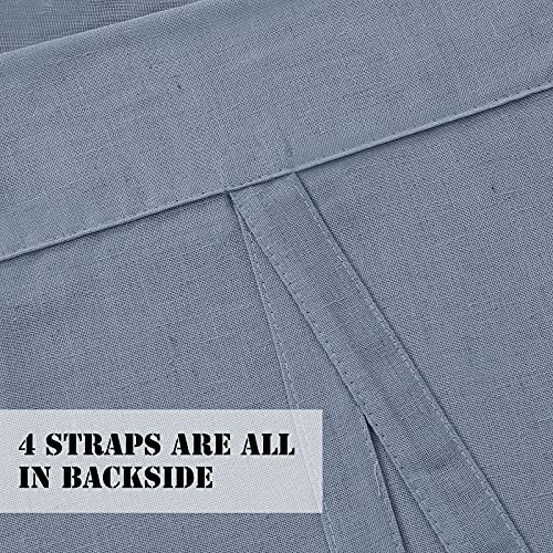 H.VERSAILTEX Tie Up Linen Curtains 63 Inch Length Nature Linen Textured Privacy Curtain Multi Hanging Ways Shade Balloon Window Shade Rod Pocket Casual Curtain - 42x63 - Stone Blue