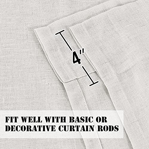 H.VERSAILTEX Tie Up Linen Curtains 63 Inch Length Nature Linen Textured Privacy Curtain Multi Hanging Ways Shade Balloon Window Shade Rod Pocket Casual Curtain - 42x63 - Off White