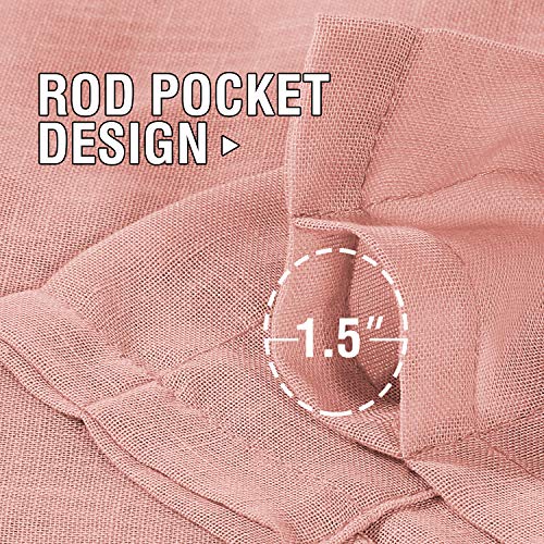 Primebeau Natural Linen Blend Rod Pocket Sheer Curtains 2 Panels