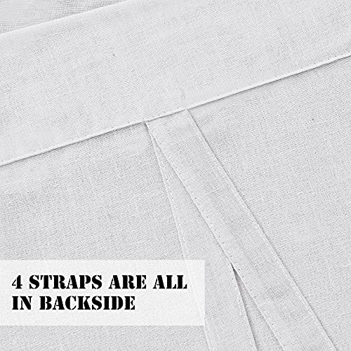 H.VERSAILTEX Tie Up Linen Curtains 63 Inch Length Nature Linen Textured Privacy Curtain Multi Hanging Ways Shade Balloon Window Shade Rod Pocket Casual Curtain - 42x63 - 2 Panels, Pure White