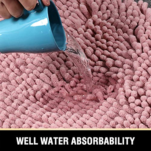 Bathroom Rugs Bath Mats for Bathroom Non Slip Luxury Chenille Bathroom Rugs Extra Soft Absorbent Shaggy Bathroom Mat Rugs Washable Fast Dry Bathroom Rugs Sets 2 Piece (Coral Pink, 20" x 32"/17" x 24")
