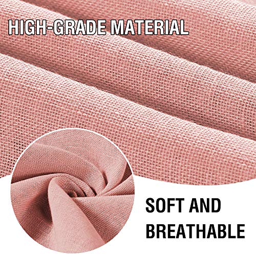 Primebeau Natural Linen Blend Rod Pocket Sheer Curtains 2 Panels