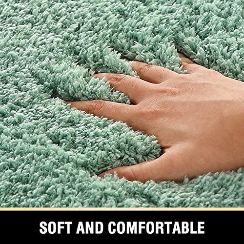 H.VERSAILTEX Toilet Rug Toilet Mats for Bathroom Curved Bath Mat Non Slip Corner Bath Rug Carpet for Toilet Extra Soft Thick Absorbent Contour Toilet Mat Washable, 20 x 38.5 inch - Aqua