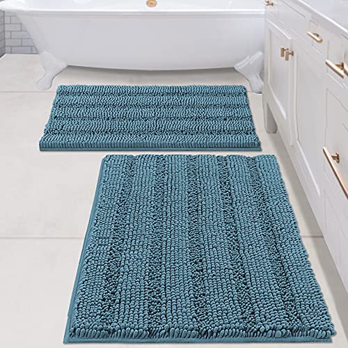 PrimeBeau Bathroom Rugs Bath Rug Set 28 Piece Bathroom Contour Rug Toilet Mat Sets Non Slip Contour Bath Rug Ultra Thick Water Absorbent Striped Bath Mats Washable