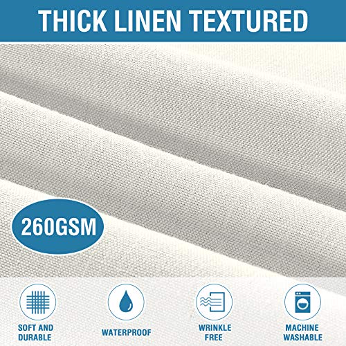 Linen Textured Table Cloths Round 70 Inch Premium Solid Tablecloth Spill-Proof Waterproof Table Cover for Dining Buffet Feature Extra Soft and Thick Fabric Wrinkle Free, Ivory