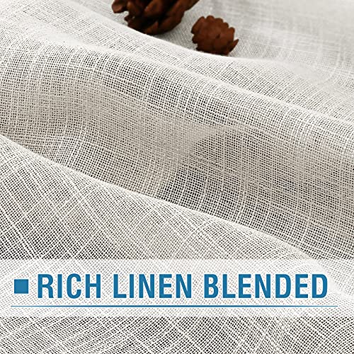H.VERSAILTEX Linen Curtains Natural Linen Blended for Living Room Burlap Linen Textured Light Filtering Nickel Grommet Curtains Bedroom Curtains 2 Panel Sets Privacy Added, 52inx63in, Off White