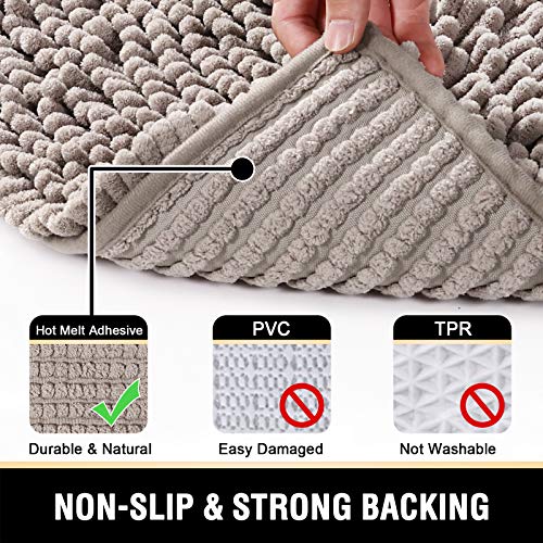 Bathroom Rugs Bath Mats for Bathroom Non Slip Luxury Chenille Bathroom Rugs Extra Soft Absorbent Shaggy Bathroom Mat Rugs Washable Fast Dry Bathroom Rugs Sets 2 Piece (Taupe, 20" x 32"/17" x 24")