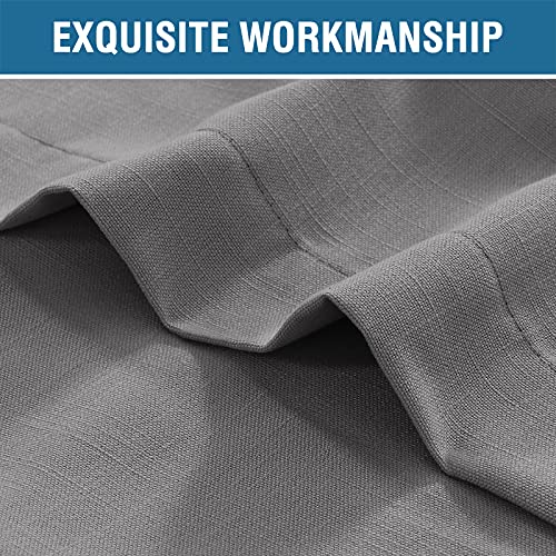 Outdoor Blackout Curtain for Patio Waterproof Linen Look Heavy Duty Indoor/Outdoor Solid Rustproof Grommet Curtain Thermal Insulated Sunlight Block Drape for Gazebo/Porch, 52”W X 95”L, Grey, 1 Panel