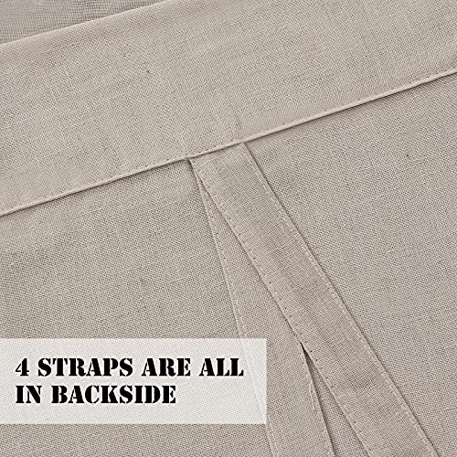 H.VERSAILTEX Tie Up Linen Curtains 63 Inch Length Nature Linen Textured Privacy Curtain Multi Hanging Ways Shade Balloon Window Shade Rod Pocket Casual Curtain - 42x63 - 2 Panels, Angora