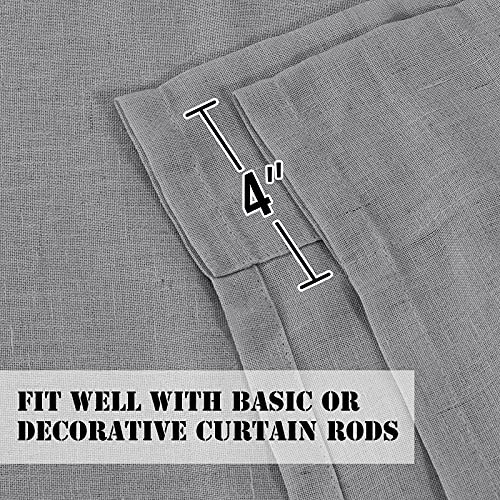 H.VERSAILTEX Tie Up Linen Curtains 63 Inch Length Nature Linen Textured Privacy Curtain Multi Hanging Ways Shade Balloon Window Shade Rod Pocket Casual Curtain - 42x63 - 2 Panels, Dove