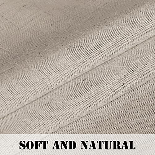 H.VERSAILTEX Tie Up Linen Curtains 63 Inch Length Nature Linen Textured Privacy Curtain Multi Hanging Ways Shade Balloon Window Shade Rod Pocket Casual Curtain - 42x63 - 2 Panels, Angora