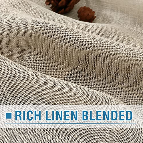 Linen Curtains Natural Linen Blended Curtains for Living Room Burlap Linen Textured Curtains Light Filtering Nickel Grommet Curtains Bedroom Curtains 2 Panel Sets Privacy Added, 52" x 96", Angora