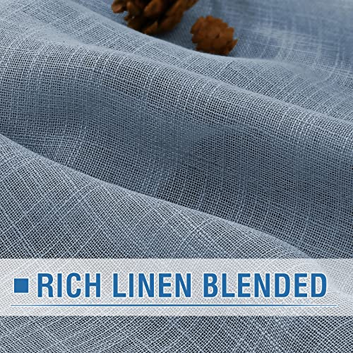 Linen Curtains Natural Linen Blended Curtains for Living Room Burlap Linen Textured Curtains Tab Top Curtains Elegant Energy Efficient Light Filtering Curtains (Set of 2, 52" x 96", Stone Blue)