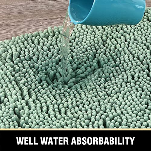 H.VERSAILTEX Bath Mat Bath Rug for Bathroom Luxury Chenille Bathroom Rug Mat Extra Soft and Absorbent Microfiber Shaggy Rugs Non Slip Rug Quick Dry Bath Mat Washable, 24 x 36 Inches, Aqua Foam