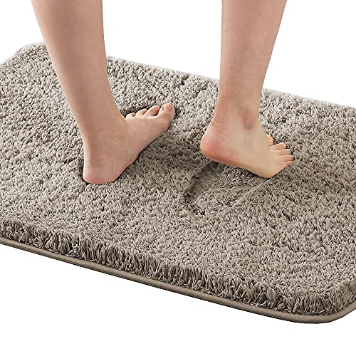 Bathroom Rug Tufted Bath Rug Bath Mat Non Slip Area Rug 17" x 24" Extra Soft Thick Absorbent Shaggy Kitchen Rug Indoor Mat Washable Microfiber Bath Mat for Bathroom Living Room Fast Dry - Taupe
