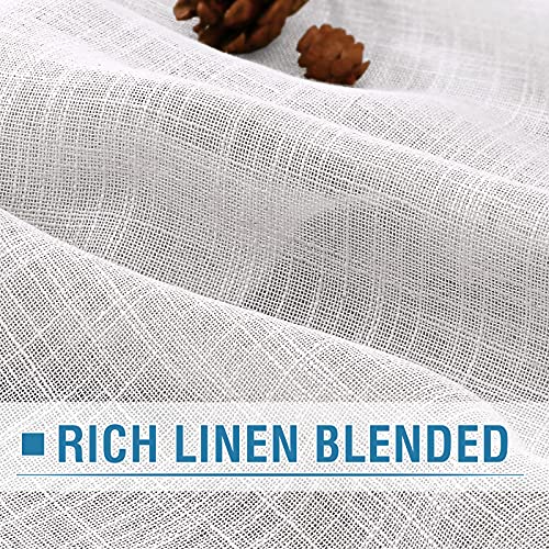 H.VERSAILTEX Linen Curtains Natural Linen Blended Curtains for Living Room Burlap Linen Textured Light Filtering Nickel Grommet Curtains Bedroom Curtains 2 Panel Sets Privacy Added, 52inx63in, White