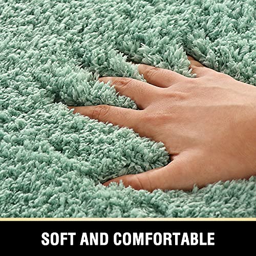 Bathroom Rug Tufted Bath Rug Bath Mat Non Slip Runner Rug 47" x 17" Extra Soft Thick Absorbent Shaggy Kitchen Rug Indoor Mat Washable Microfiber Bath Mat for Bathroom Living Room Fast Dry - Aqua