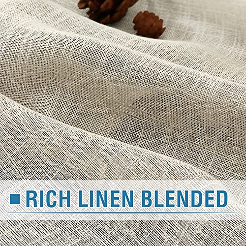 Linen Curtains Natural Linen Blended Curtains for Living Room Burlap Linen Textured Curtains Tab Top Curtains Elegant Energy Efficient Light Filtering Curtains (Set of 2, 52" x 84", Ivory)