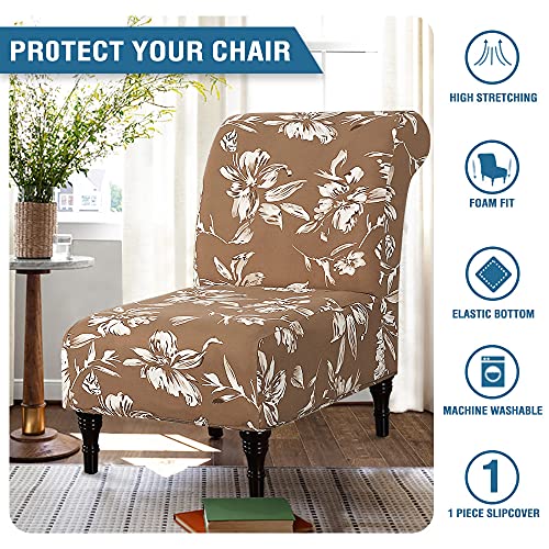 Armless Chair Slipcover High Stretch Accent Chair Cover Removable Chair Cover for Living Room Modern Furniture Protector with Elastic Bottom Thick Bouncy Modern Style, Machine Washable, Camel