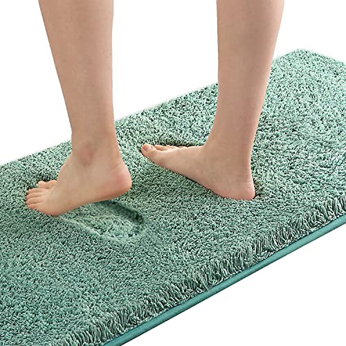 Bathroom Rug Tufted Bath Rug Bath Mat Non Slip Runner Rug 47" x 17" Extra Soft Thick Absorbent Shaggy Kitchen Rug Indoor Mat Washable Microfiber Bath Mat for Bathroom Living Room Fast Dry - Aqua
