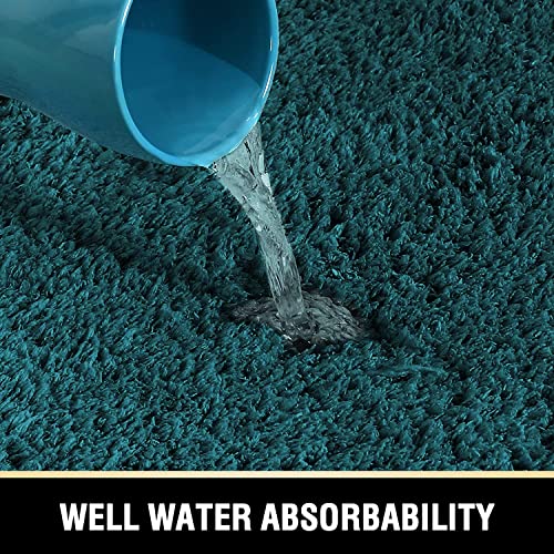 H.VERSAILTEX Toilet Rug Toilet Mats for Bathroom Curved Bath Mat Non Slip Corner Bath Rug Carpet for Toilet Extra Soft Thick Absorbent Contour Toilet Mat Washable, 20 x 38.5 inch - Dark Teal