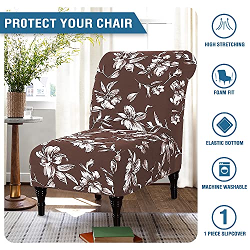 Armless Chair Slipcover High Stretch Accent Chair Cover Removable Chair Cover for Living Room Modern Furniture Protector with Elastic Bottom Thick Bouncy Modern Style, Machine Washable, Chocolate