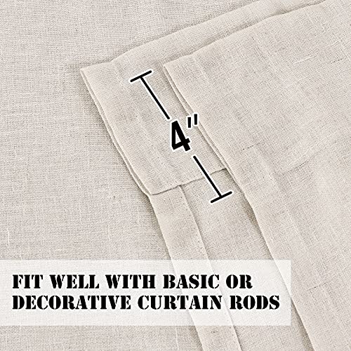 H.VERSAILTEX Tie Up Linen Curtains 63 Inch Length Nature Linen Textured Privacy Curtain Multi Hanging Ways Shade Balloon Window Shade Rod Pocket Casual Curtain - 42x63 - 2 Panels, Natural