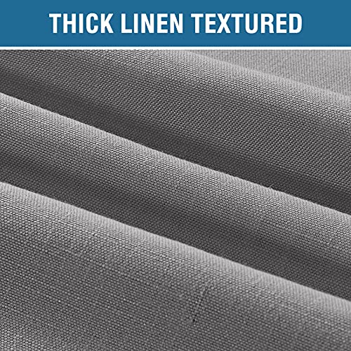 Outdoor Blackout Curtain for Patio Waterproof Linen Look Heavy Duty Indoor/Outdoor Solid Rustproof Grommet Curtain Thermal Insulated Sunlight Block Drape for Gazebo/Porch, 52”W X 84”L, Grey, 1 Panel