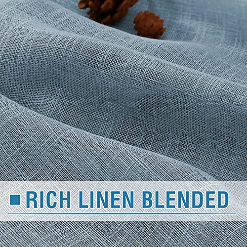 H.VERSAILTEX Linen Curtains 63 inches Long Natural Linen Blended Curtains for Living Room Burlap Linen Textured Curtains Light Filtering Rod Pocket Curtains Bedroom Curtains 2 Panel Sets, Stone Blue