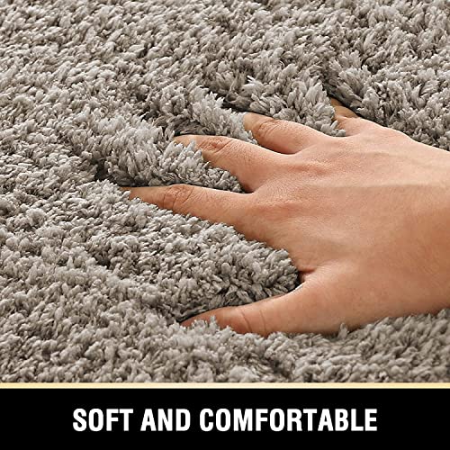 H.VERSAILTEX Toilet Rug Toilet Mats for Bathroom Curved Bath Mat Non Slip Corner Bath Rug Carpet for Toilet Extra Soft Thick Absorbent Contour Toilet Mat Washable, 20 x 38.5 inch - Taupe