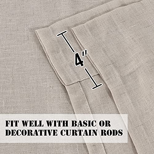 H.VERSAILTEX Tie Up Linen Curtains 63 Inch Length Nature Linen Textured Privacy Curtain Multi Hanging Ways Shade Balloon Window Shade Rod Pocket Casual Curtain - 42x63 - Angora